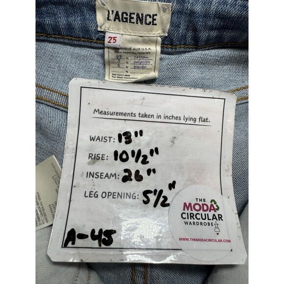L’Agence  High Rise Straight Leg Light Wash Destroyed Knee Jeans Size 25 - Picture 7 of 12